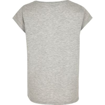 Girls grey print oversized T-shirt